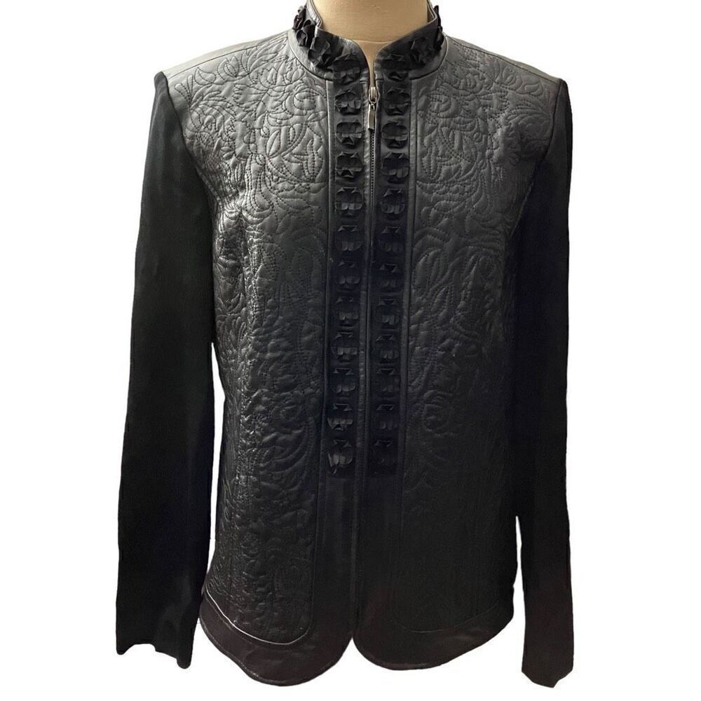 Nygard Detailed/Tooled Leather & Rayon Jacket/ SZ: M